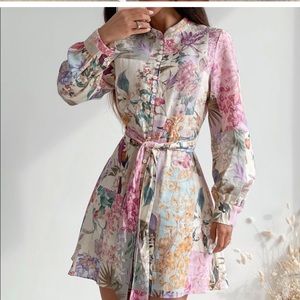 ZARA FLORAL LINEN DRESS